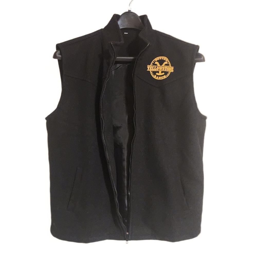 Mens Jacket Vest Black  John Dutton "Yellowstone Dutton Ranch"  Size Large.